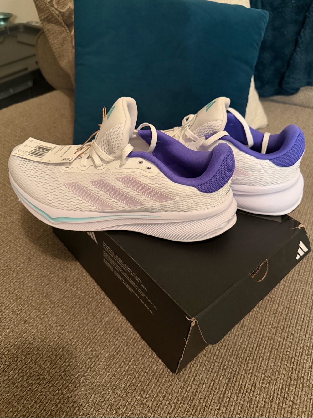 NEW! adidas Women’s White Athletic Shoes with Purple Lining and Pastel Accents